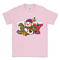 Bubblegum Pink christmas joy snowman Classic Tee - CowGirlArtShop