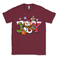 Burgundy christmas joy snowman Classic Tee - CowGirlArtShop