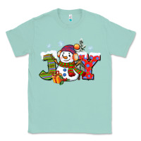 Seafoam christmas joy snowman Classic Tee - CowGirlArtShop
