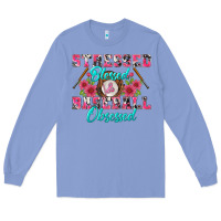 Colony Blue stressed blessed & baseball obsessed Long Sleeve Tee - BundleAndBundleShop