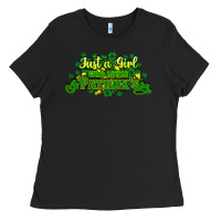 Black Just a girl who loves St. Patrick's Day Ladies Tee - HowdyJamesFarm