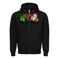 Black peace love  christmas Zipper Hoodie - AdoDesignShop