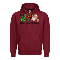 Burgundy peace love  christmas Zipper Hoodie - AdoDesignShop