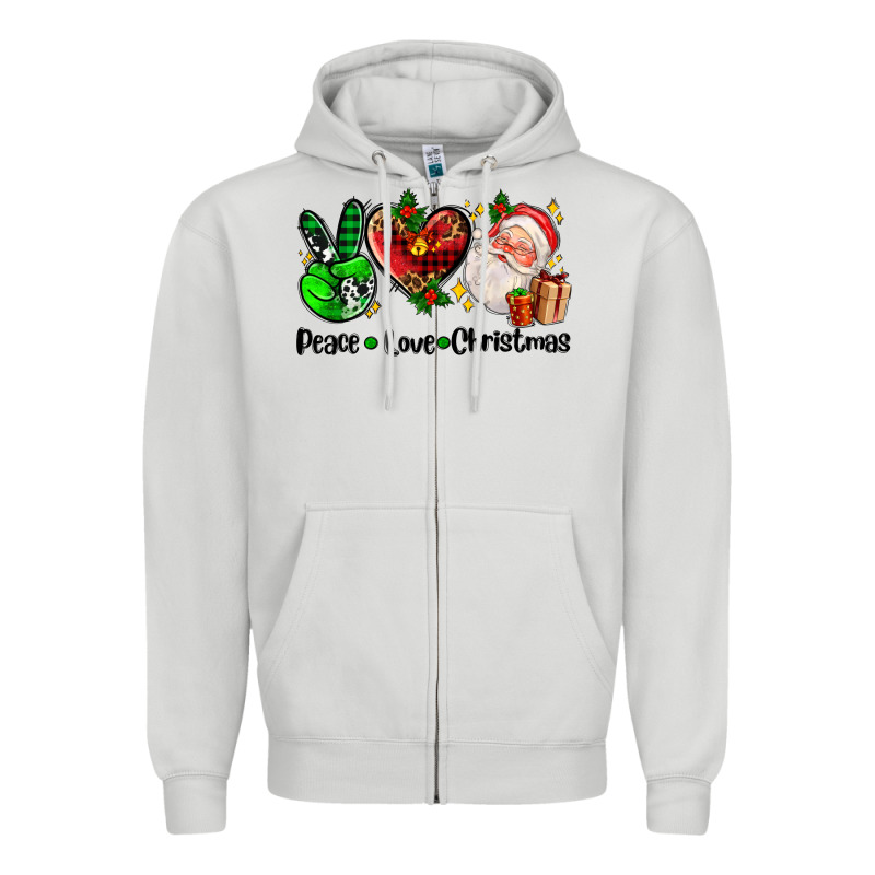 Peace Love  Christmas Zipper Hoodie by AdoDesignShop | Teevron