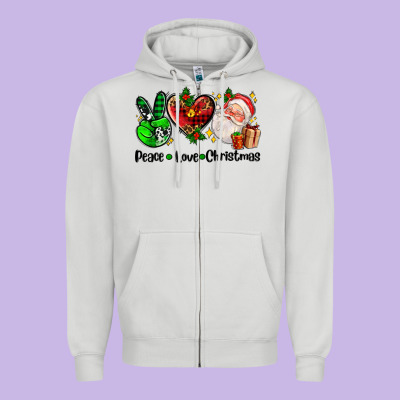 Peace Love  Christmas Zipper Hoodie Designed By Adodesignshop