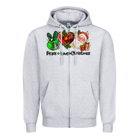 Heather Grey peace love  christmas Zipper Hoodie - AdoDesignShop
