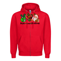 Red peace love  christmas Zipper Hoodie - AdoDesignShop
