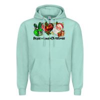 Seafoam peace love  christmas Zipper Hoodie - AdoDesignShop