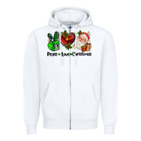 White peace love  christmas Zipper Hoodie - AdoDesignShop
