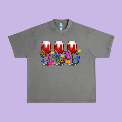 Pride Wine Cups Urban Heavy Tee Designed By Fadigitalartstudio