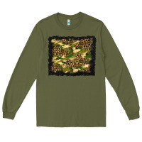 Army Green camouflage and leopard background Long Sleeve Tee - BundleAndBundleShop