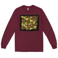 Burgundy camouflage and leopard background Long Sleeve Tee - BundleAndBundleShop