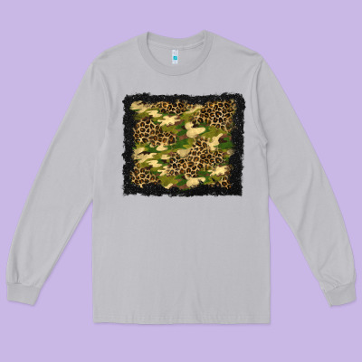 Camouflage And Leopard Background Long Sleeve Tee Designed By Bundleandbundleshop