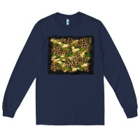 Navy camouflage and leopard background Long Sleeve Tee - BundleAndBundleShop