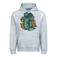 Heather Grey Turquoise Cowboy Boots Urban Hoodie - JahusDesignShop