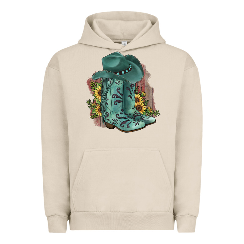 Turquoise Cowboy Boots Urban Hoodie by JahusDesignShop | Teevron