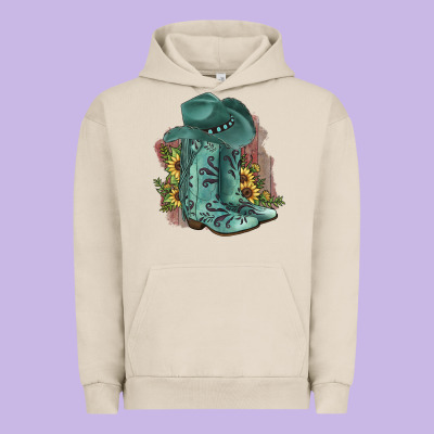 Turquoise Cowboy Boots Urban Hoodie Designed By Jahusdesignshop