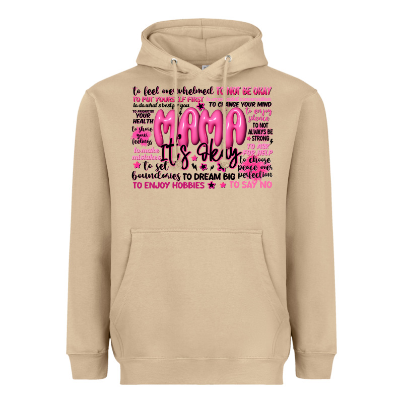 Mama Its Okay Typography Heavyweight Hoodie by JahusDesignShop | Teevron