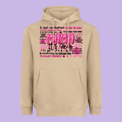 Mama Its Okay Typography Heavyweight Hoodie Designed By Jahusdesignshop