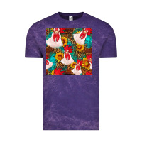 Cloud Purple western  chicken with sunflowers seamless pattern Vintage Tee - FaDigitalArtStudio