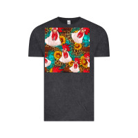 Vintage Black western  chicken with sunflowers seamless pattern Vintage Tee - FaDigitalArtStudio