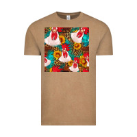 Vintage Coffee western  chicken with sunflowers seamless pattern Vintage Tee - FaDigitalArtStudio