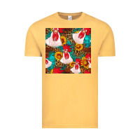 Vintage Mustard western  chicken with sunflowers seamless pattern Vintage Tee - FaDigitalArtStudio