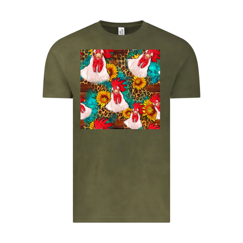 Western  Chicken With Sunflowers Seamless Pattern Vintage Tee by FaDigitalArtStudio | Teevron