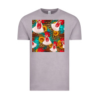 Vintage Zinc western  chicken with sunflowers seamless pattern Vintage Tee - FaDigitalArtStudio