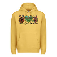 Antique Gold Peace Love Orangutan Premium Hoodie - LillyAllenDesigns