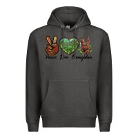 Charcoal Heather Peace Love Orangutan Premium Hoodie - LillyAllenDesigns