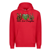 Red Peace Love Orangutan Premium Hoodie - LillyAllenDesigns
