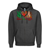 Charcoal Heather peace love Christmas cakes Zipper Hoodie - AdoDesignShop