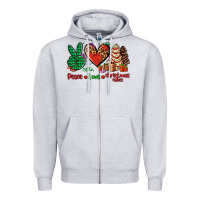 Heather Grey peace love Christmas cakes Zipper Hoodie - AdoDesignShop
