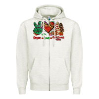 Oatmeal Heather peace love Christmas cakes Zipper Hoodie - AdoDesignShop