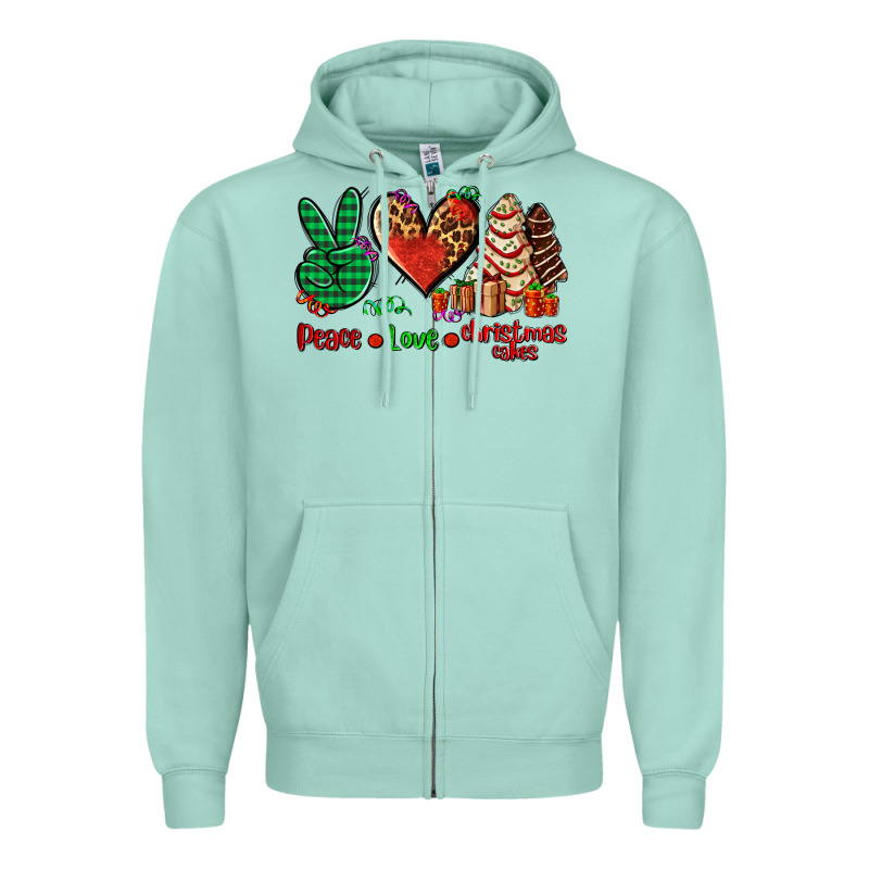 Peace Love Christmas Cakes Zipper Hoodie by AdoDesignShop | Teevron