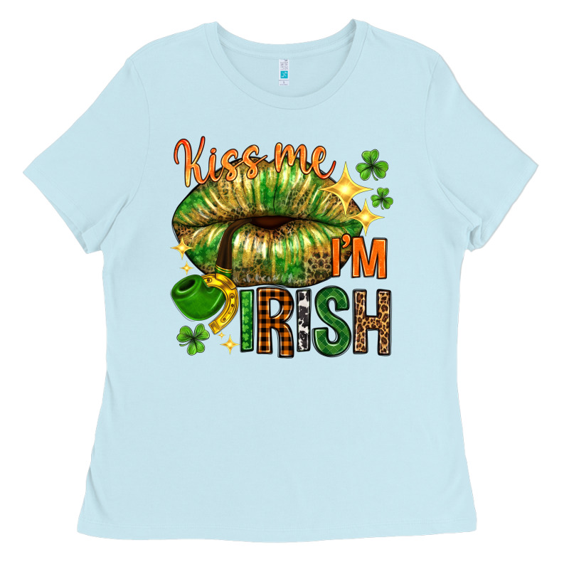 St. Patrick's Kiss Me I'm Irish With Lip Ladies Tee by HowdyJamesFarm | Teevron