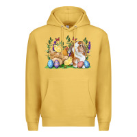 Antique Gold Easter bunny and chicks with floral Premium Hoodie - RanaPortraitStore