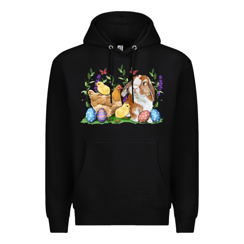 Easter Bunny And Chicks With Floral Premium Hoodie by RanaPortraitStore | Teevron