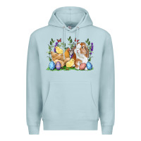 Blue Mist Easter bunny and chicks with floral Premium Hoodie - RanaPortraitStore