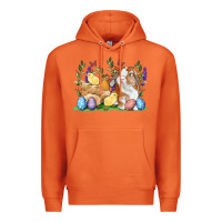 Carrot Easter bunny and chicks with floral Premium Hoodie - RanaPortraitStore