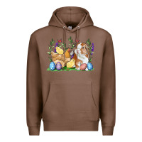 Chestnut Easter bunny and chicks with floral Premium Hoodie - RanaPortraitStore