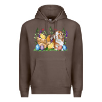 Coffee Easter bunny and chicks with floral Premium Hoodie - RanaPortraitStore