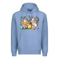Colony Blue Easter bunny and chicks with floral Premium Hoodie - RanaPortraitStore