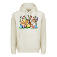 Oatmeal Heather Easter bunny and chicks with floral Premium Hoodie - RanaPortraitStore