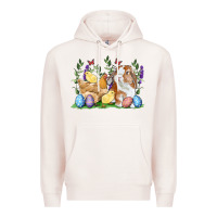 Pale Pink Easter bunny and chicks with floral Premium Hoodie - RanaPortraitStore