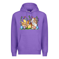 Purple Easter bunny and chicks with floral Premium Hoodie - RanaPortraitStore