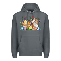 Rock Easter bunny and chicks with floral Premium Hoodie - RanaPortraitStore