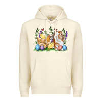 Sandshell Easter bunny and chicks with floral Premium Hoodie - RanaPortraitStore