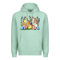 Seafoam Easter bunny and chicks with floral Premium Hoodie - RanaPortraitStore